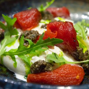 Fresh Burrata with candied tomatoes